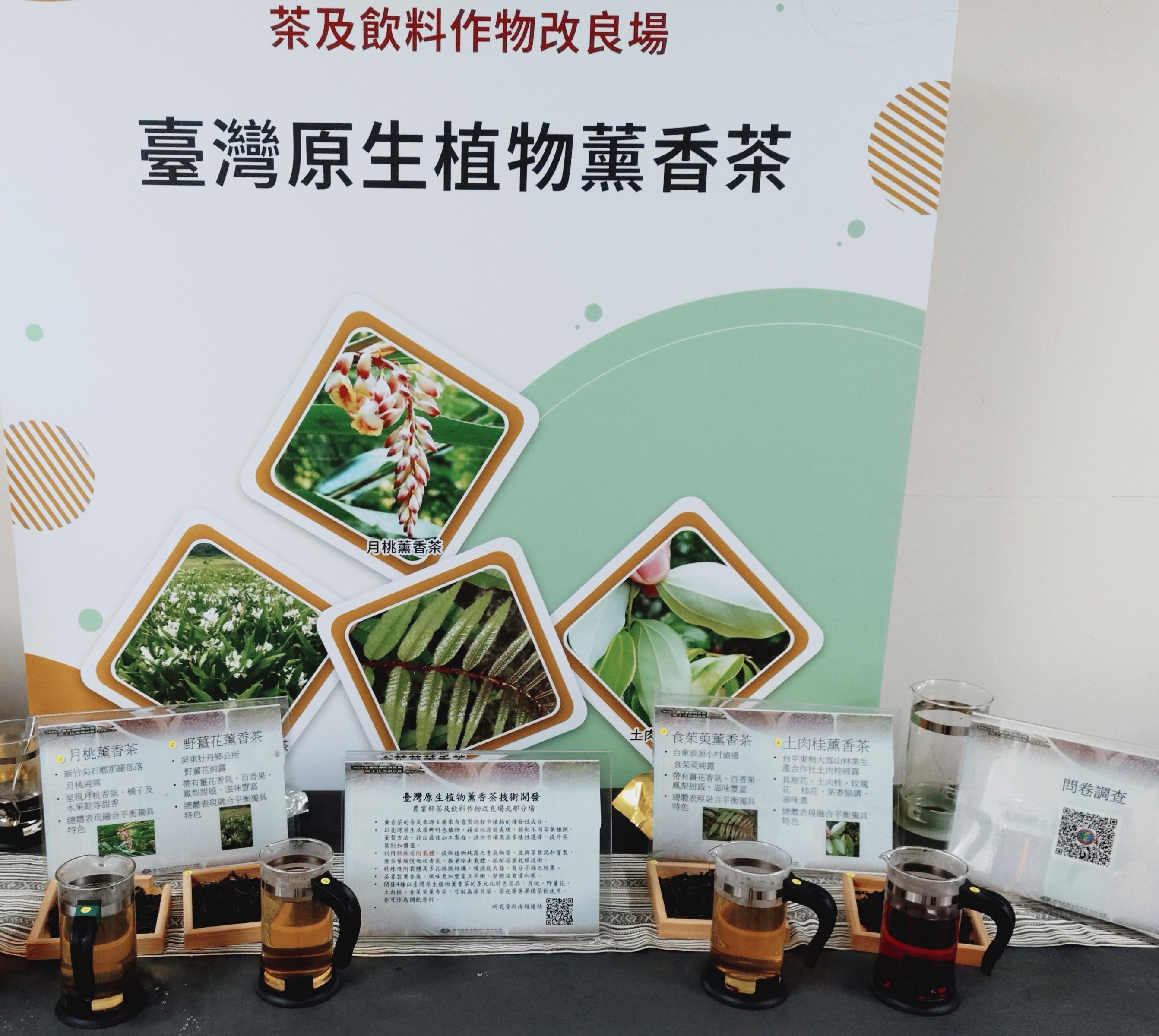 圖一、「臺灣原生植物薰香茶」技術於「2024全國原鄉飲料作物加工技術研討會 暨成果發表會」會場展示