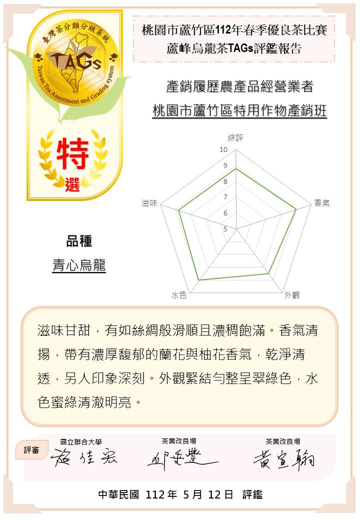 評鑑報告書-特選-青心烏龍