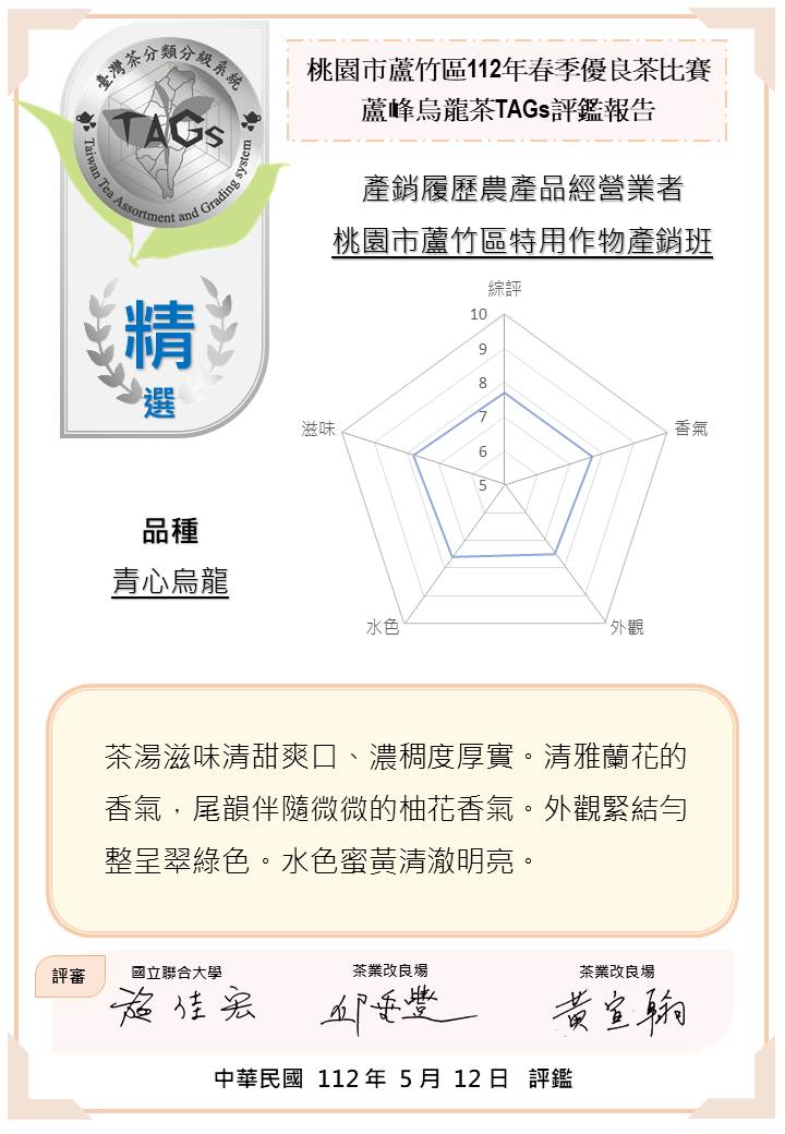 評鑑報告書-精選-青心烏龍