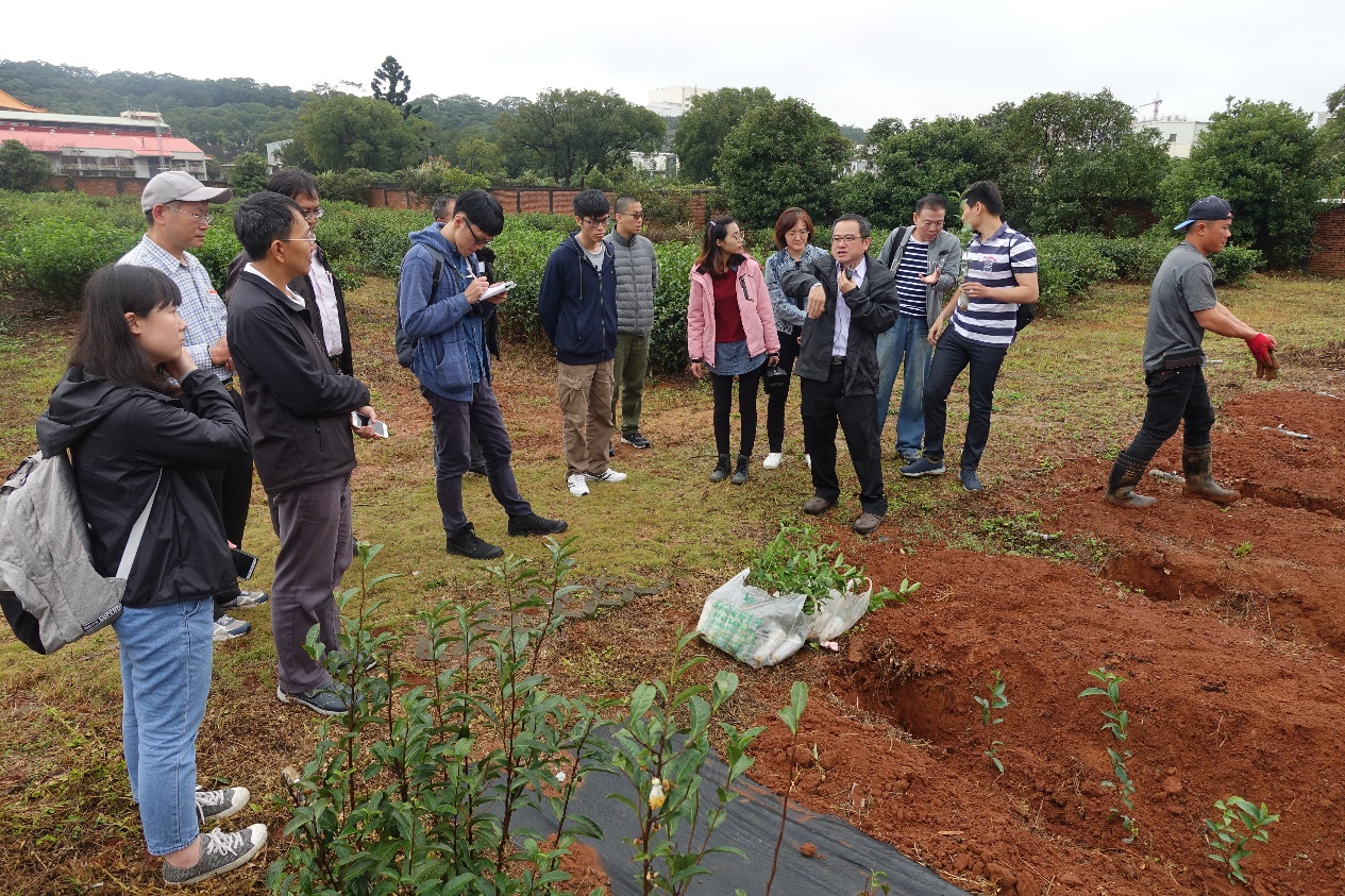 圖4. 蔡憲宗課長說明新型可分解育苗杯之茶苗植茶方法