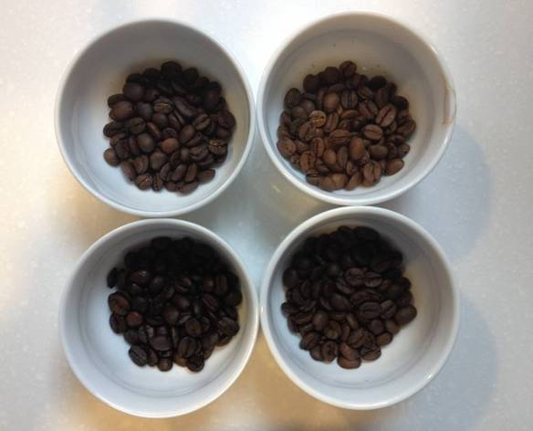 不同烘焙程度之咖啡豆